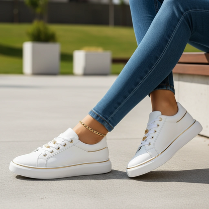 Ladies Silver Accent Running Shoes