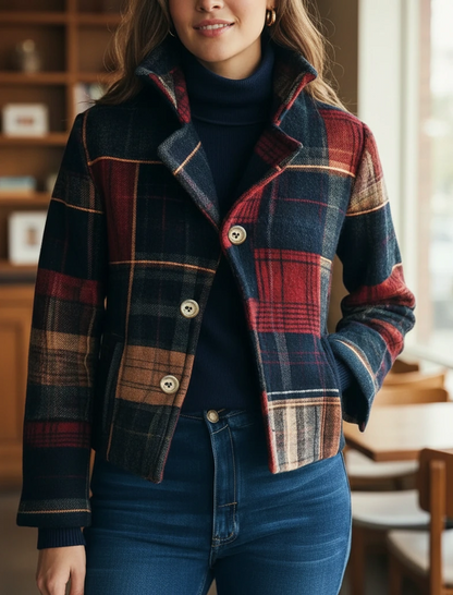 Fit Plaid Button Down Jacket