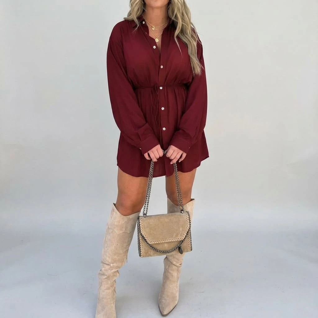 Ladies Classic Front Button Dress Shirt - VibreMode