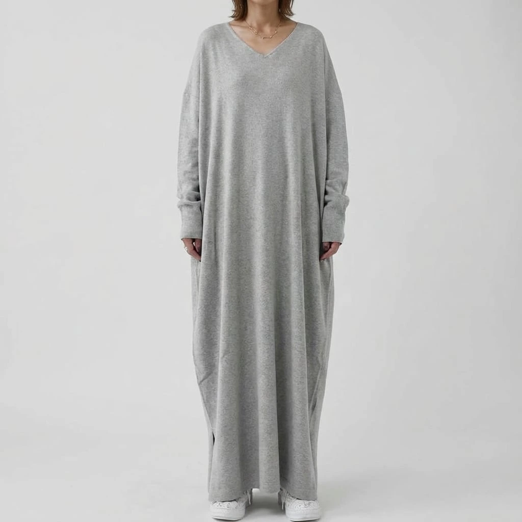 Ladies Elegant V Neck Floor Length Dress - VibreMode