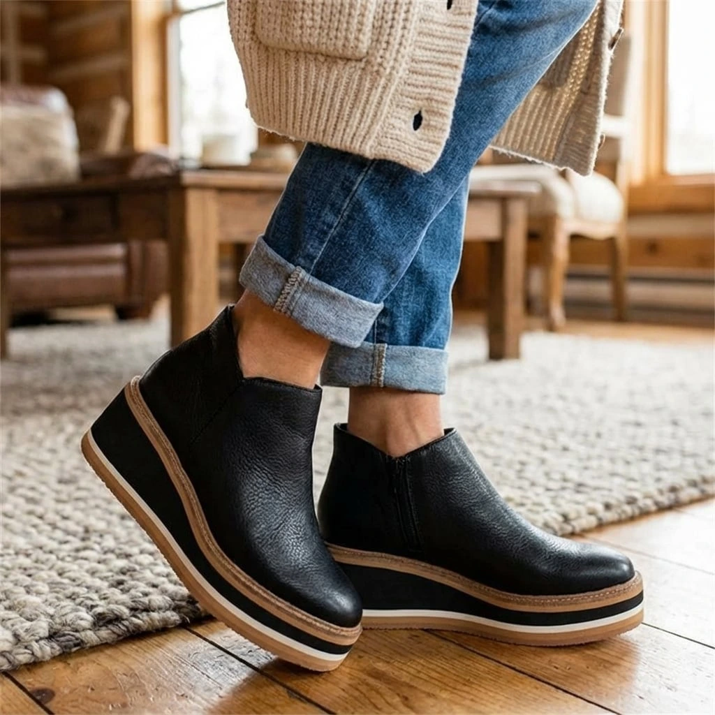 Comfortable Daily Low Heel Ankle Boots - VibreMode