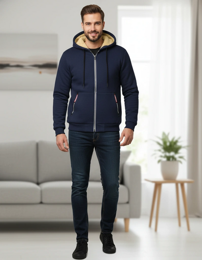 Warm Fleece Lined Men's Hooded Jacket - VibreMode