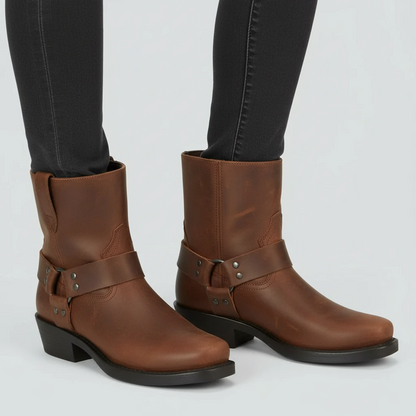Men's Fashionable Buckle Ankle Boots - VibreMode