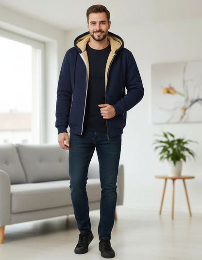 Warm Fleece Lined Men's Hooded Jacket