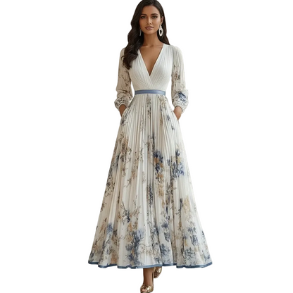 Elegant Floral Long Sleeve Maxi Dress for Women