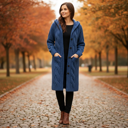 Warm Cable Knit Hooded Jacket Coat