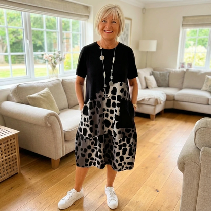 Comfortable Floral Midi Dress with Pockets - VibreMode