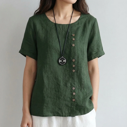 Chic Off-Center Button Top