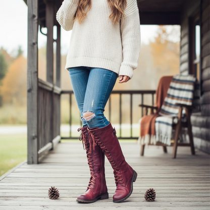 Tall Buckle Up Military Style Boots