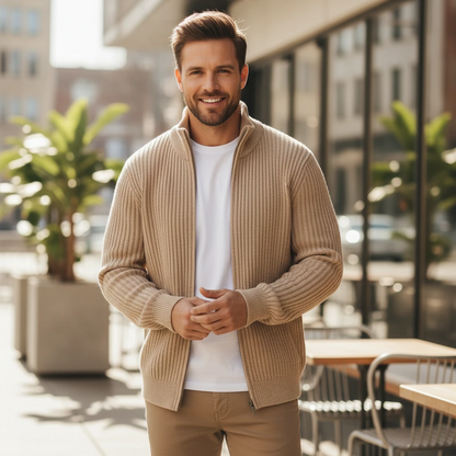 Men's Textured Zipper Sweater Jacket