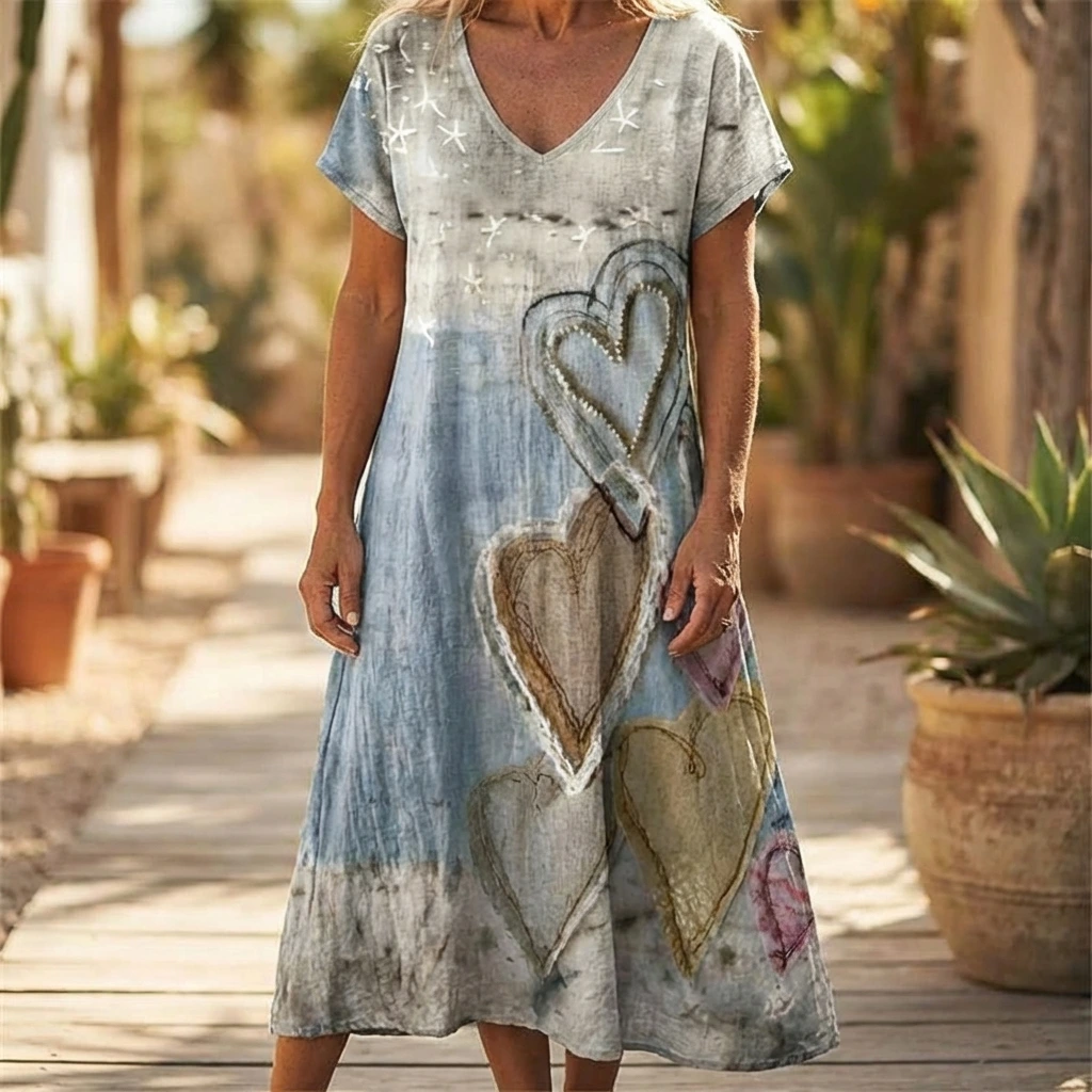 Ladies Floral Long Summer Dress - VibreMode