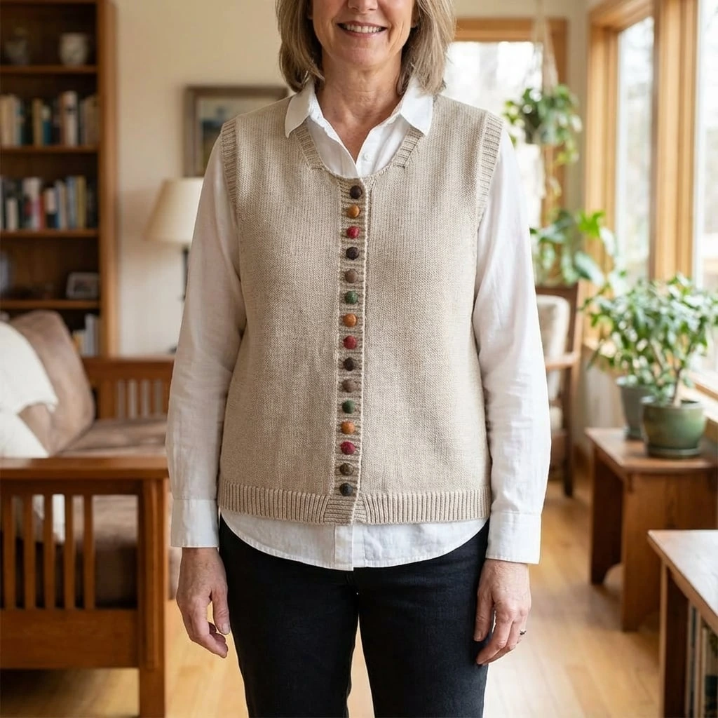 Simple Crew Neck Sweater Vest - VibreMode