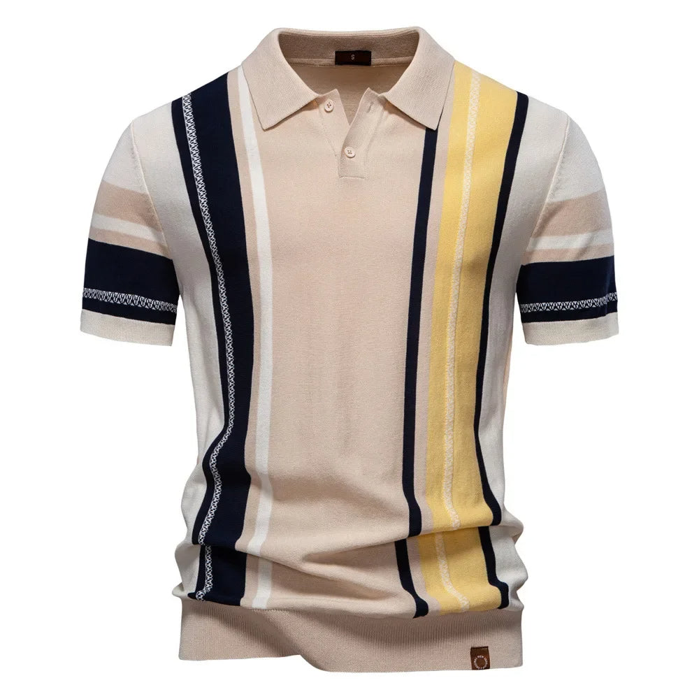 Varenna Men's Contrast Knit Polo Shirt