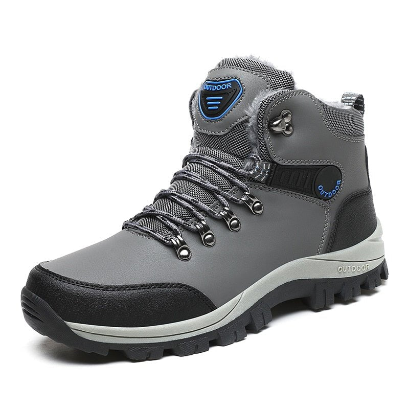 Warm Waterproof Men's Snow Boots - Gray - VibreMode