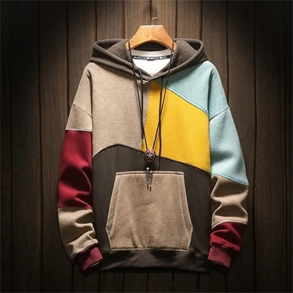 Men's Colorblock Hoodie Kangaroo Pocket Sweatshirt - VibreMode