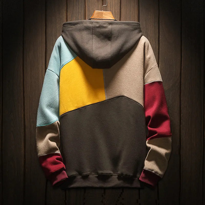 Men's Colorblock Hoodie Kangaroo Pocket Sweatshirt
