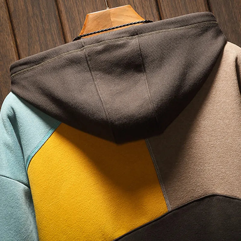 Men's Colorblock Hoodie Kangaroo Pocket Sweatshirt