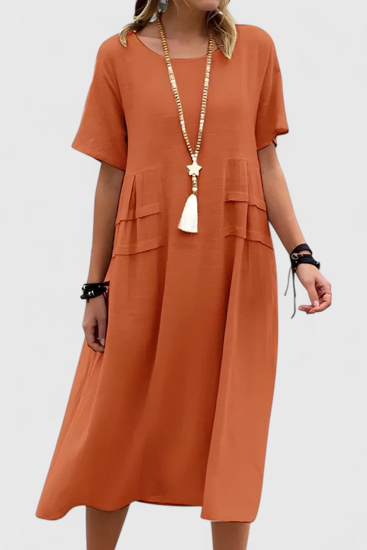 Women's Tiered Pleat Dress Loose Sleeve