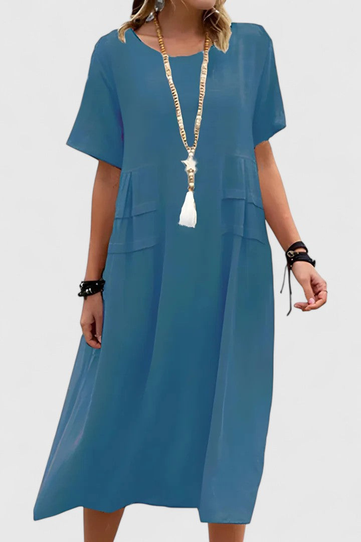 Women's Tiered Pleat Dress Loose Sleeve