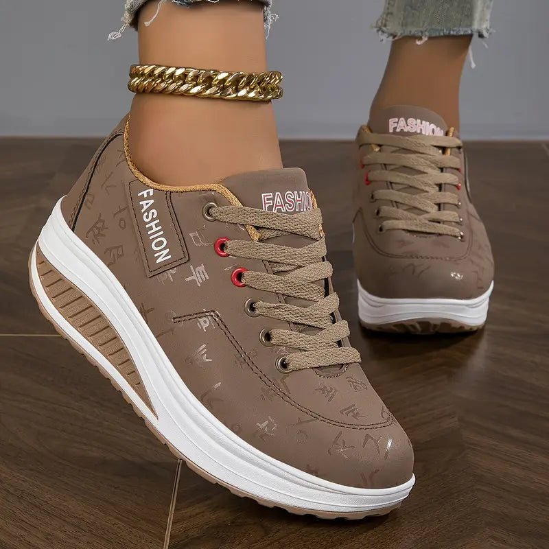 Comfortable Women's Sneakers Wedge Airy PU Trainers
