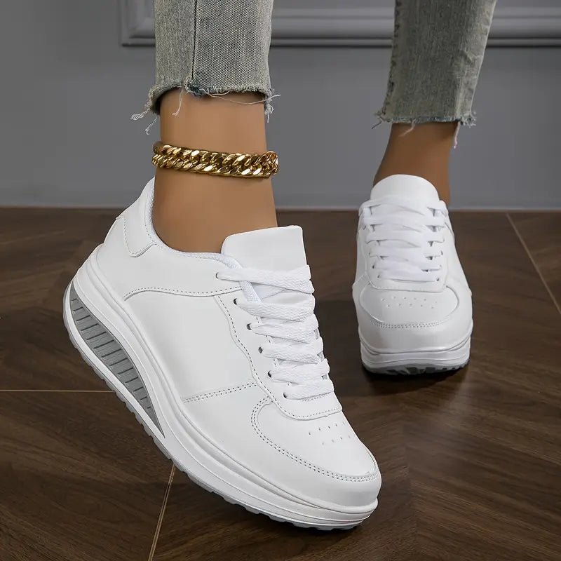 Comfortable Women's Sneakers Wedge Airy PU Trainers - VibreMode