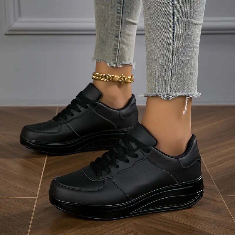 Comfortable Women's Sneakers Wedge Airy PU Trainers