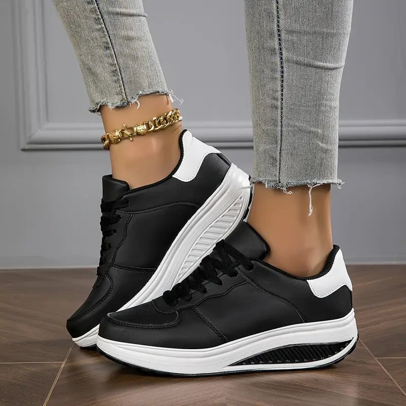 Comfortable Women's Sneakers Wedge Airy PU Trainers