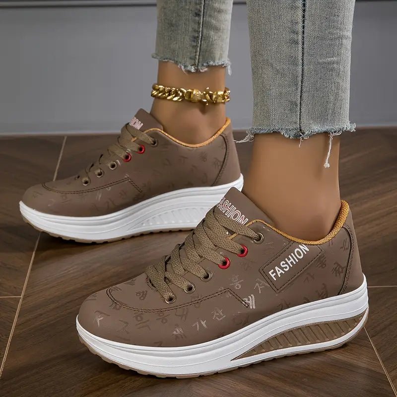 Comfortable Women's Sneakers Wedge Airy PU Trainers