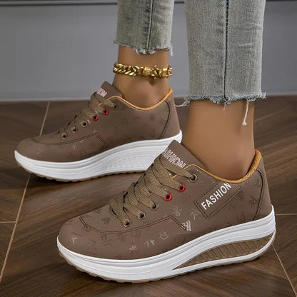 Comfortable Women's Sneakers Wedge Airy PU Trainers