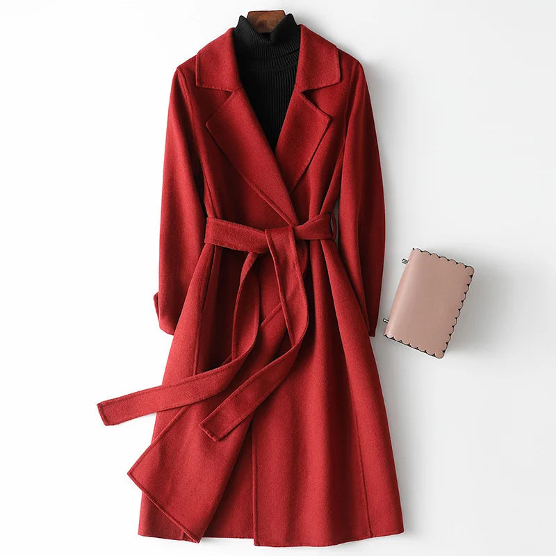 Women's Belted Wrap Coat - VibreMode