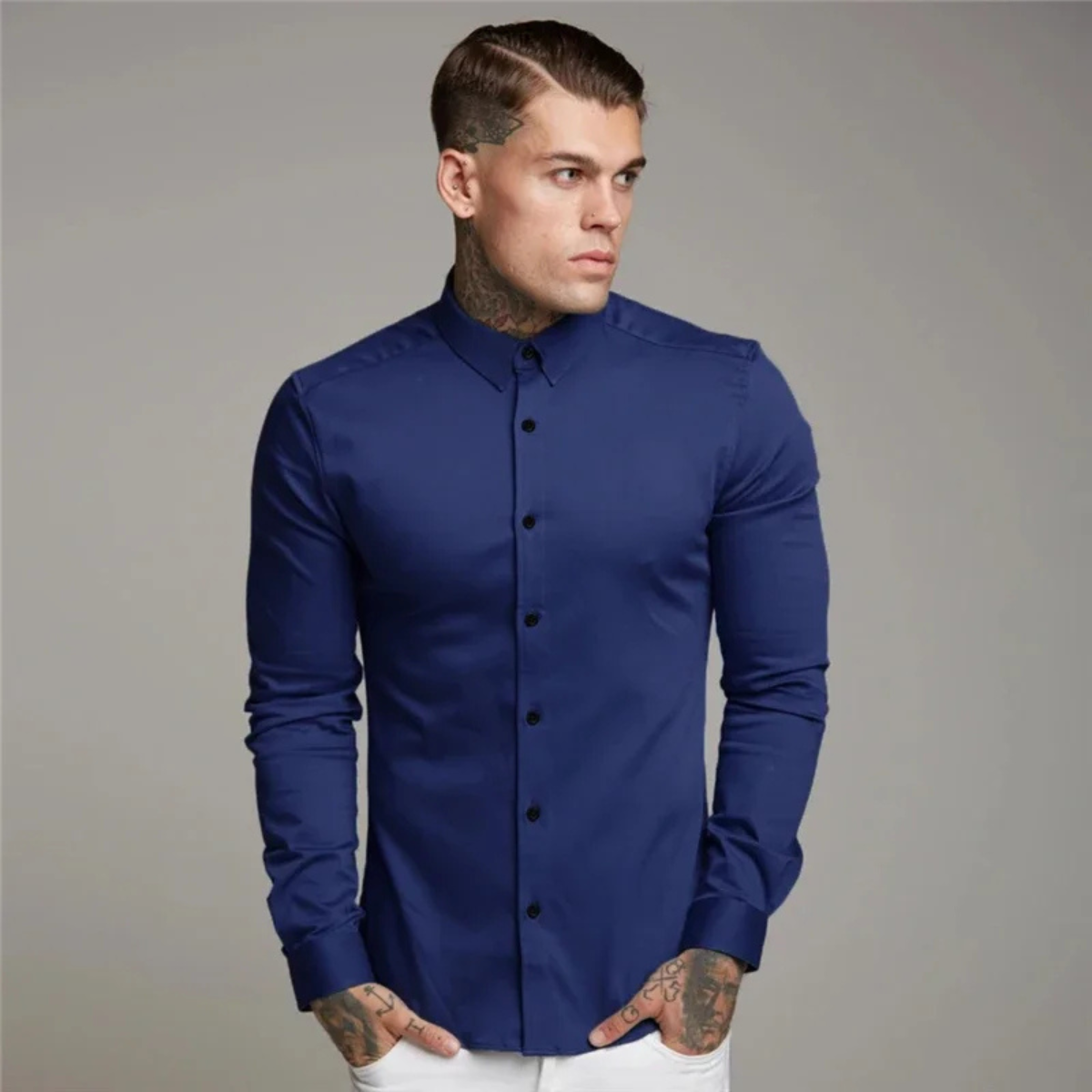 Men's Slim Fit Dress Shirt Cotton Button Up