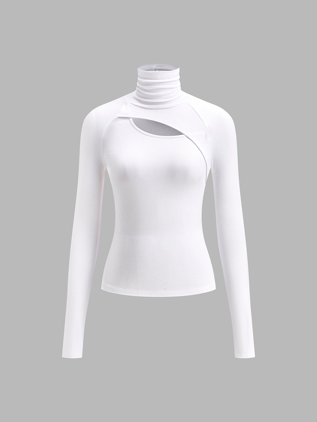 Women's Long Sleeve Cutout Fitted Turtleneck Black