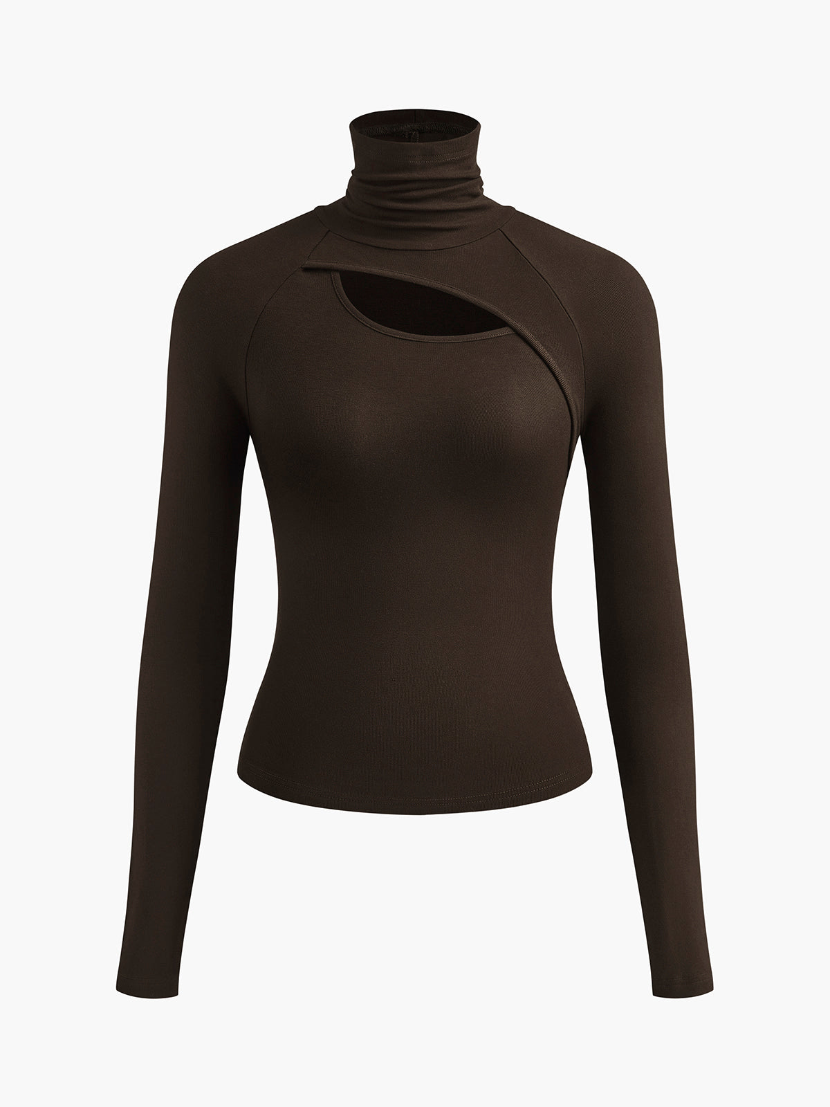 Women's Long Sleeve Cutout Fitted Turtleneck Black