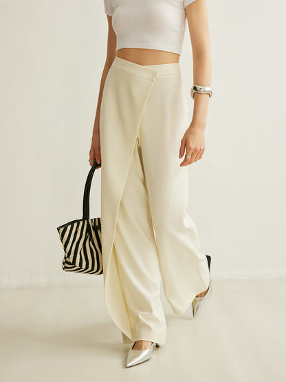 Women's High Waist Wide Leg Trousers Asymmetric Wrap Pants