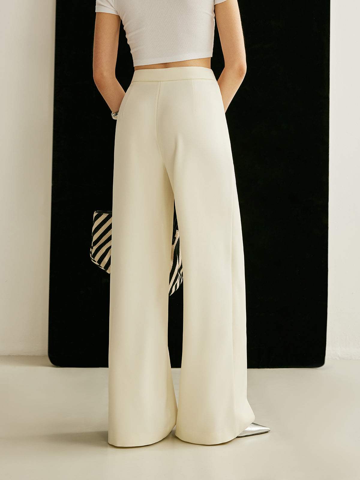 Women's High Waist Wide Leg Trousers Asymmetric Wrap Pants
