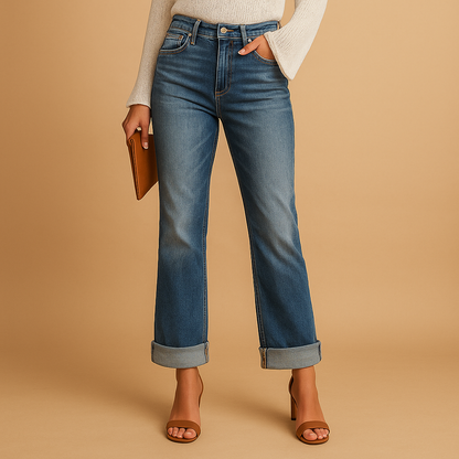 Relaxed Fit Distressed Women's Jeans - VibreMode