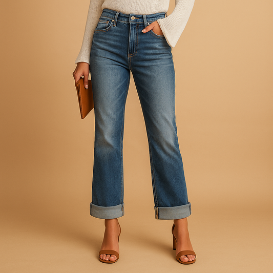 Relaxed Fit Distressed Women's Jeans - VibreMode