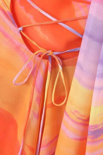 Aubrey Women's Halter Mini Dress Sunset Tones