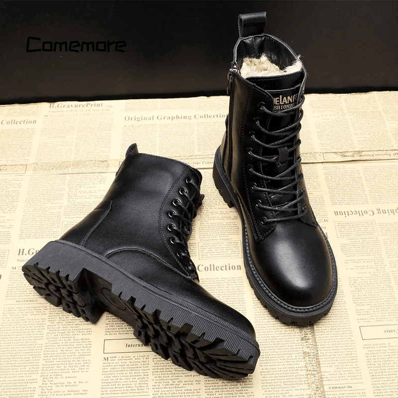 Classic Black Faux Leather Boots