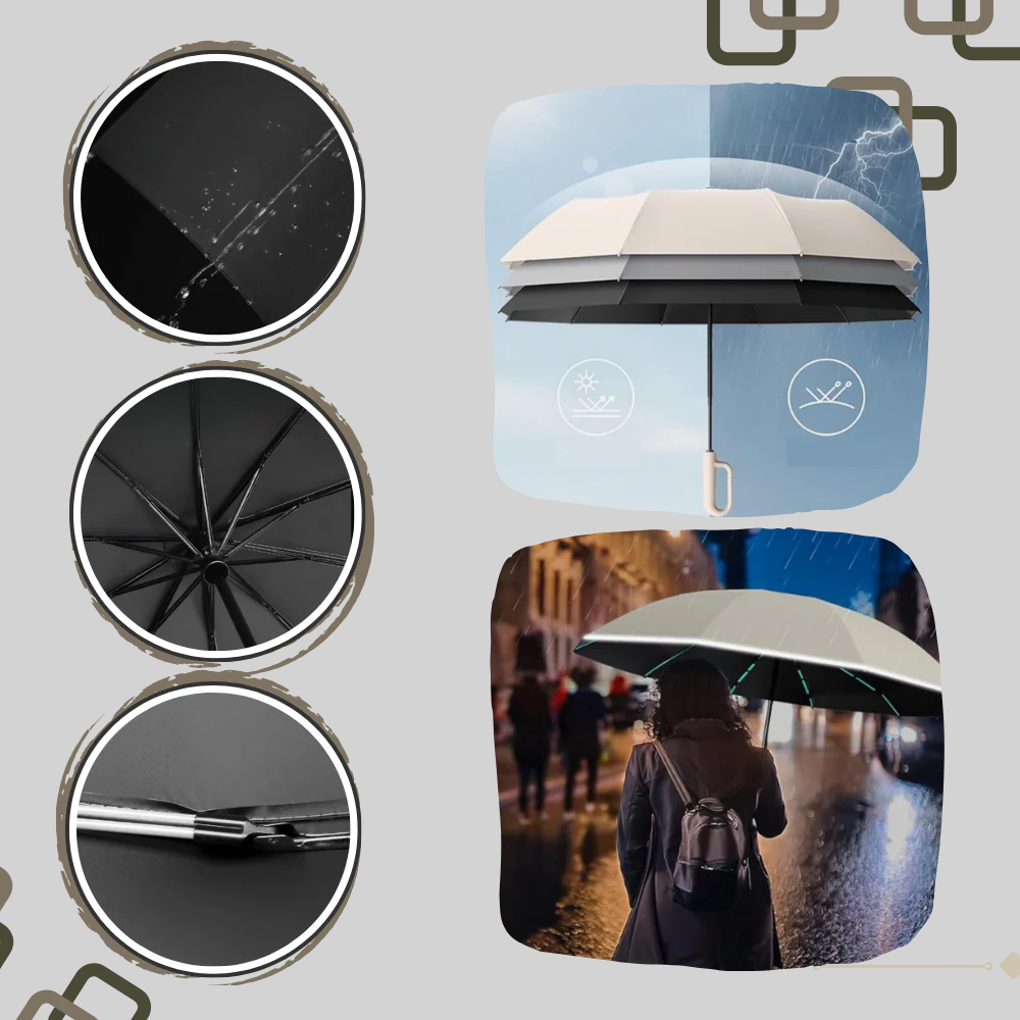 Windproof Auto Lock Umbrella Compact Design - VibreMode
