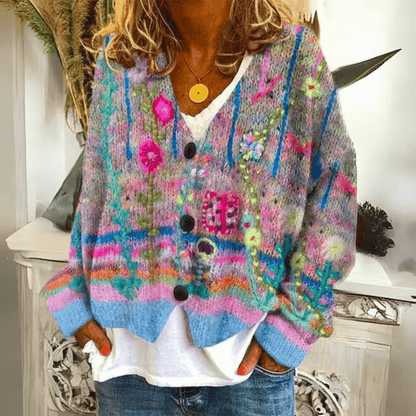 Women's Floral Cardigan Button Front - VibreMode