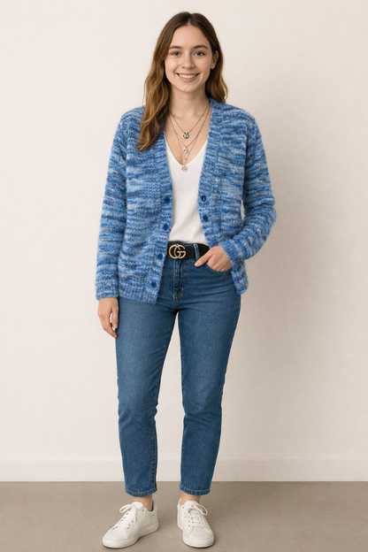 Image of Autumn | Women's Open Front Striped Cardigan