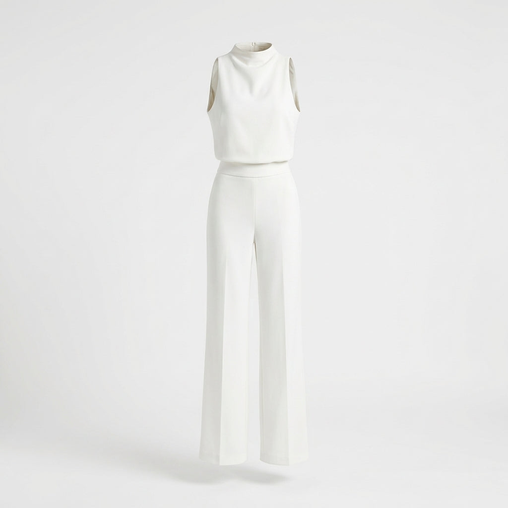 Women's High Neck Sleeveless Two Piece Pants Set - VibreMode