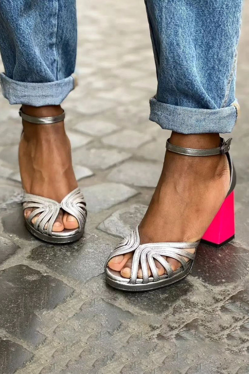 Vibrant Glam Sandals with Buckle and High Heel