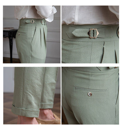 Men's Pleated Cropped Pants