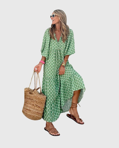 Floral Print Long Summer Dress For Ladies