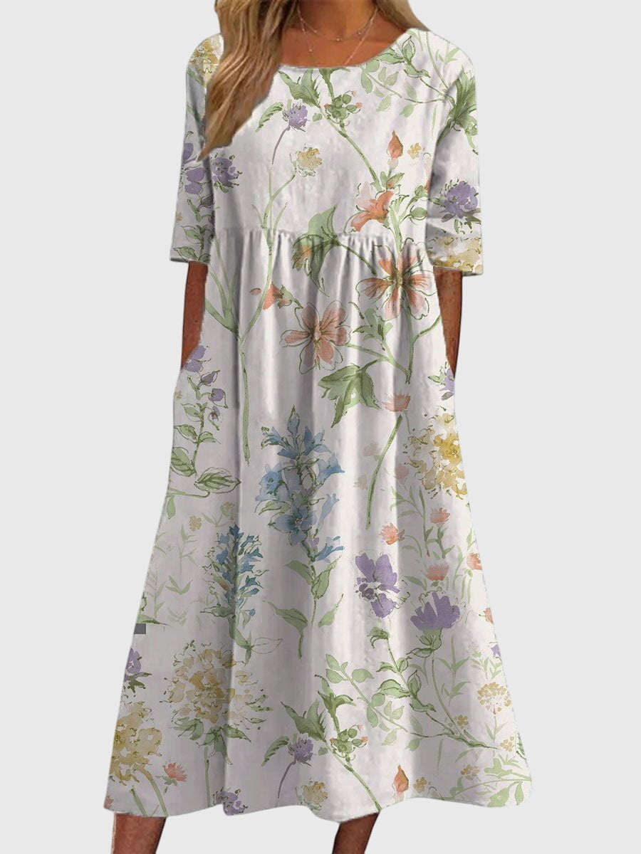 Classic Floral Midi Dress for Women