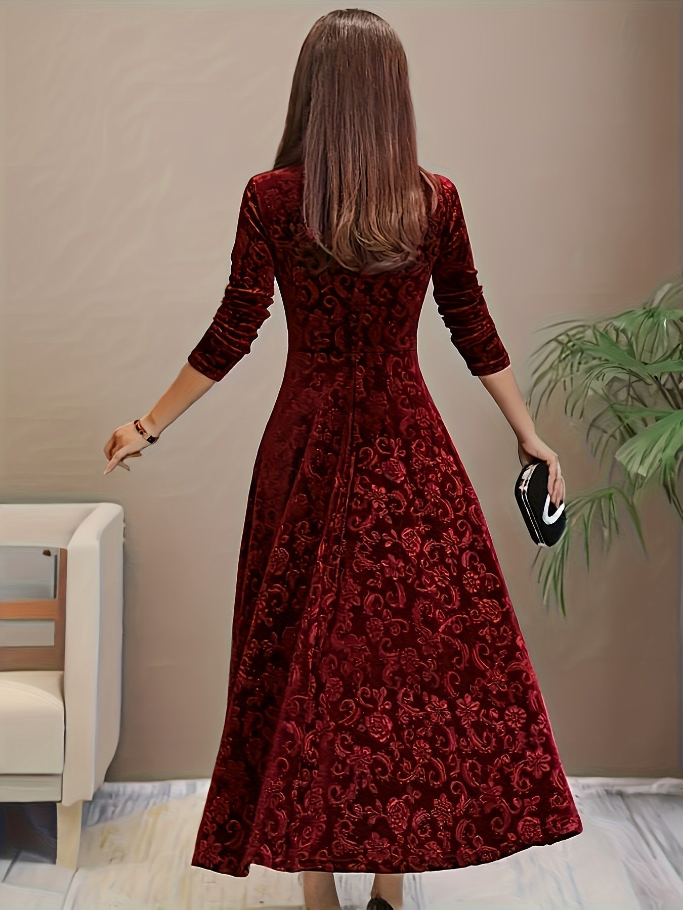 Warm Women's Long Sleeve Winter Maxi Dress