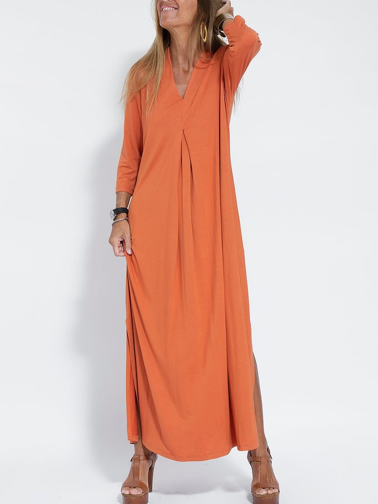 Women's Classic V-neckline Dress - VibreMode