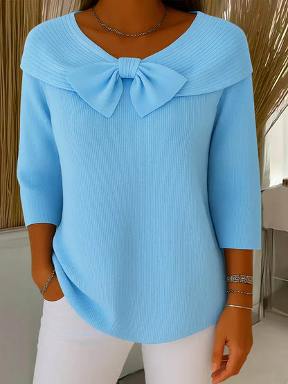 Pastel Pink Bow Knit Sweater